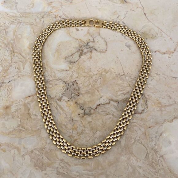 14K Solid Heavy Yellow & White Gold 17.5” Choker Necklace 63.3 gm - Picture 5 of 11